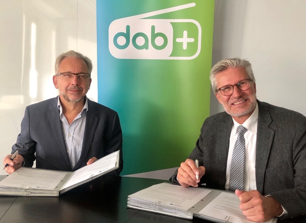 Vertragsunterzeichnung DAB+ am 6.9.2019: RTBF-Generaladministrator Jean-Paul Philippot (links) und BRF-Direktor Toni Wimmer (rechts) - Foto RTBF
